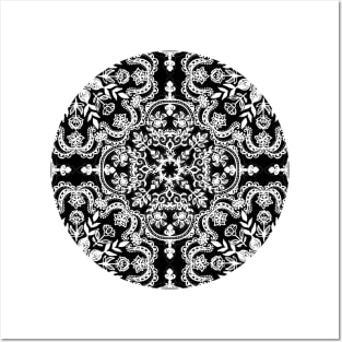 Black & White Folk Art Pattern Posters and Art